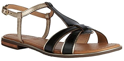 Geox Sandales plates pour fille D Sozy Plus, Black Lt Gold., 36 EU