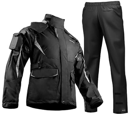 Hcclijo Impermeabile da Moto Uomo Donna Pantaloni Antipioggia Tuta da Equitazione Impermeabile per Locomotiva Antipioggia per Tutto Il Corpo Black L