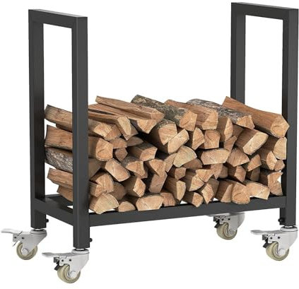 Porta Legna da Ardere In Metallo Per Esterni Con Ruote,portalegna Per Camino Resistente Impilatore di Legname Per Portico Sul Ponte Del Patio,resistente Alle Intemperie Carrello Porta Legna da Arder