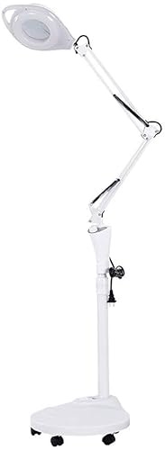 CNYMFF Lámpara de aumento de pie, brazo giratorio ajustable Luz de lámpara de lupa 16x para Skiare Belleza Manicura Salón de tatuajes Spa con soporte de piso rodante Vida interesante Interesante
