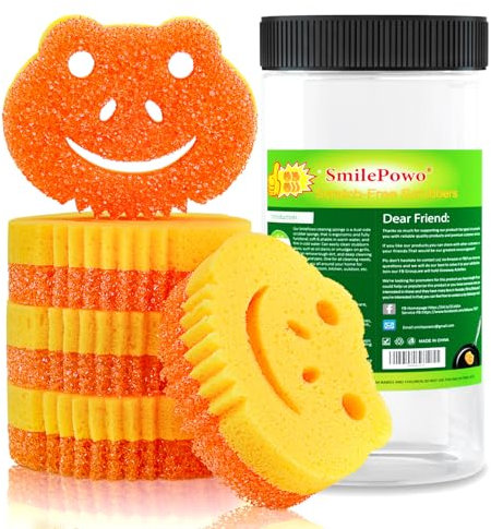 SmilePowo 5 Pack Scrub Sponge, Dual-Sided Temperature Controlled Kitchen Sponge for Dishes, Frog Bulk Sponges Household Cleaning Pads,Multi-Functional Premium Cleaning Sponges