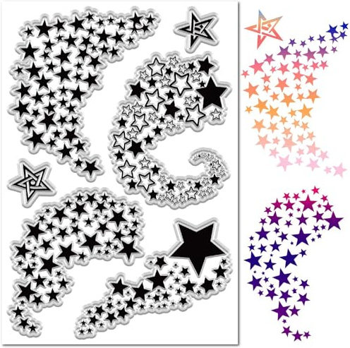 craspire stjärnstämpel av gummi gnistrande stjärna klar stämpel pentagram femuddig retro vintage återanvändbar transparent silikonstämpel sigill för dagbok korttillverkning scrapbooking