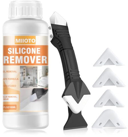 Miioto Dissolvant Silicone, Grattoir Joint Carrelage, Lisseur Joint Silicone, Dissolvant Colle, Ramollir le Vieux Mastic, Enlever Silicone, Calfeutrage, Convient pour Cuisine, Salle de Bain, évier