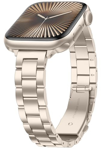 Anlinser metallarmband kompatibelt med Apple Watch-armband 49 mm, 46 mm, 45 mm, 42 mm, 41 mm, 40 mm, 38 mm, smalt rostfritt stål armband för iWatch Ultra 2 serie 10 9 8 7 6 5 4 3 2 1 SE