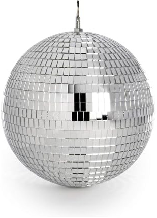 30cm Mirror Disco Ball | Hanging Silver Glitter Ball | Disco Light Effect | Parties & Gatherings | Lightweight Mirror Decoration | Decorative Item for DJ, Weddings, Party, Ballroom Dancing, Bars