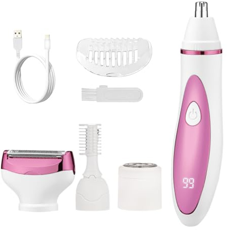 Opilroyn Depilatore Femminile,Rasoio Elettrico Ricaricabile con Testine Intercambiabili | Rimuovi Facciali per Pelle Liscia | per Naso Labbra Viso Gambe Corpo Donne Casa Bagno Camera da All'aperto