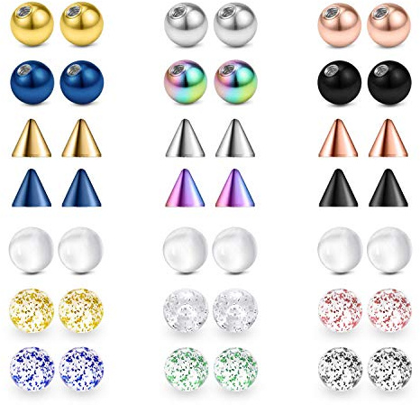 Mayhoop 16G Boule de Remplacement pour Les Piercings de Corp Acier Chirurgical et Acylique Pour Piercing Labret Studs/Piercing Téton Mamelon/Piercing Langue/Piercing Nombril 3mm 42Pièces