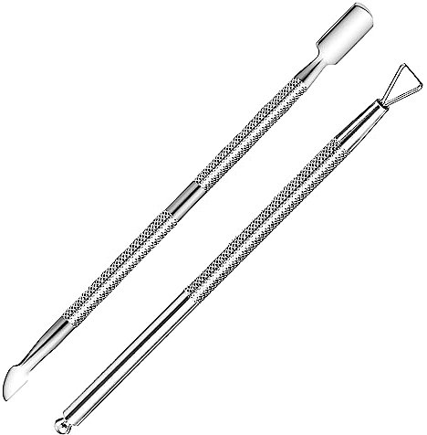 ARMIZ 2 Stück Nagelhautschieber Werkzeug Kit Edelstahl Dreieck UV Gel Nagellack Entferner Werkzeug und Double Ended Nail Cuticle Remover Nail Art Remover Tools