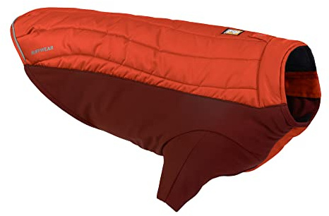 RUFFWEAR Powder Hound Isolierte Hundejacke, Wetter- und wasserabweisend, kaltes Wetter, Hundemantel mit Fleecefutter, Premium Wintermantel Schneeanzug für Hunde, Persimmon Orange – Large