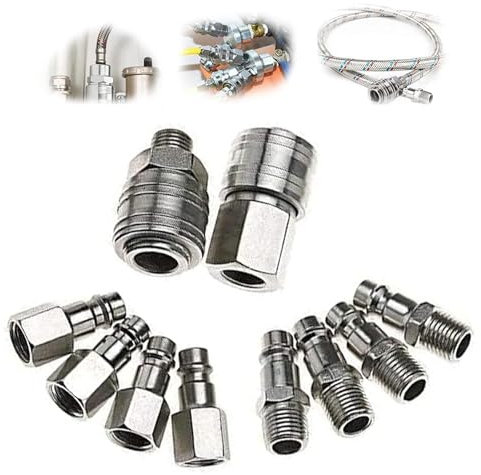 Acoplamiento rápido de aire comprimido 1/4, Acoplamiento neumático para compresor, boquilla de compresor de aire, conexión neumática de 10 piezas, kit de accesorios para manguera de aire – ANBOO