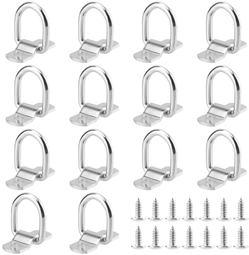CHUIFAI 14 Occhielli Zincati a D con Viti, Anelli di Ancoraggio per Fissaggio Carico, per Rimorchi Camion Barche Furgoni Kayak, 24 Viti Incluse, 5.7x2cm