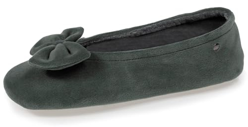 Isotoner Zapatillas Bailarinas Mujer Ultra Cómodas, Suela de Cuero, Detalle Gran Lazo, Salvia, 39/40 EU