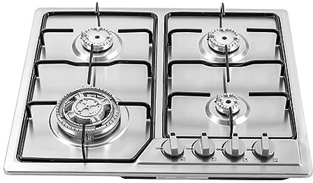4 Burners Kitchen Built-In Gas Hob Cooker Stainless Steel Stove Top Cooktop Cooking Ng Lpg Built In Four Burner Silver 4-Burners for domestic or commercial cooking in homes or restaurants 58 * 50cm