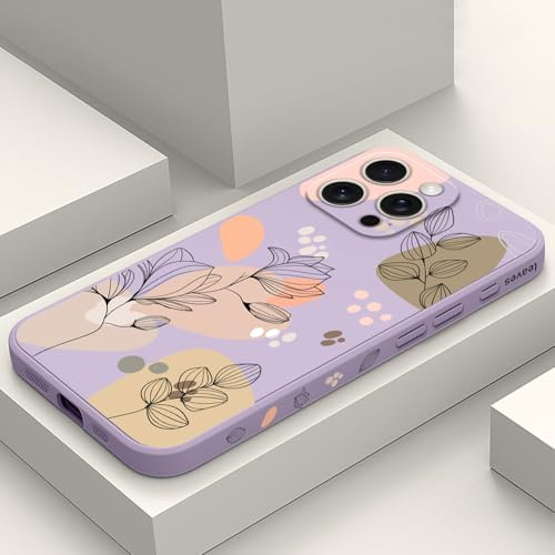 LEECG för iPhone 16 Pro Max Skal Reptålig Mjuk Slim Fit Blommig Telefonfodral för iPhone 16 Pro Max-Morandi Lila