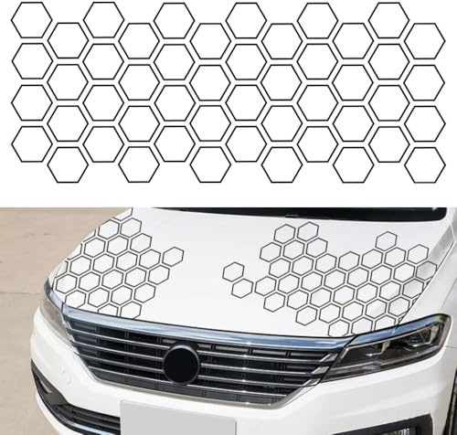 Blueshyhall bildekal bikakemönster, 48 stycken klistermärken med honeycomb mönster, bilklistermärken tuning dekorativa motiv rolig stor för bil motorhuvor, sidor, bagageutrymme (svart glänsande, 13 cm