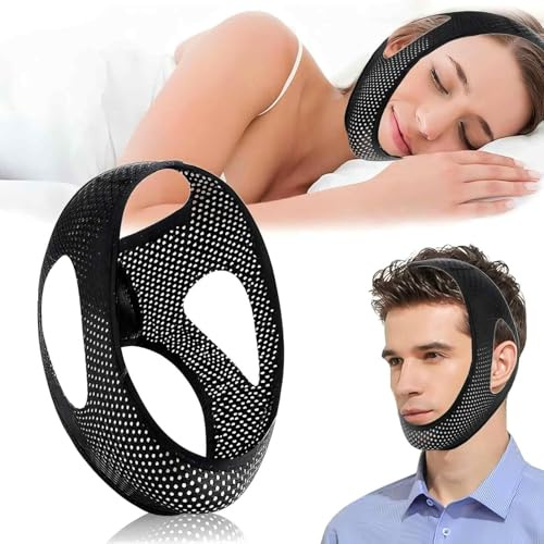 DOHUG Ensemble de Pièces Réglable Ceinture Mentonnière Anti-Ronflement,Anti-ronflement Mentonnière,Dispositifs Anti Ronflement,Solution Ronflements Réglable Mentonnière (Mince et léger 8)