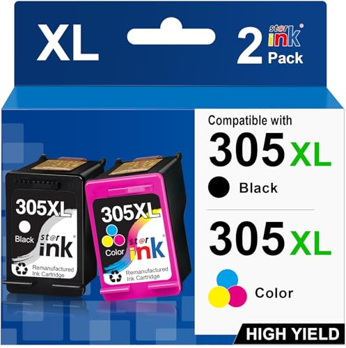Starink 305XL 305 XL Cartuchos compatibles con HP 305 Cartuchos de Impresora para DeskJet 2820e 4220e 2700 2720 2800e 2724 DeskJet Plus 4110 4120 Envy 6020e 6000 6032e 6420e 6010 6020 6400 6032