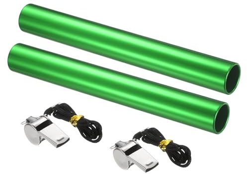 YELARXI Track Field Relay Baton, Aluminum Track Field Relay Baton for Running Race Team with Whistle