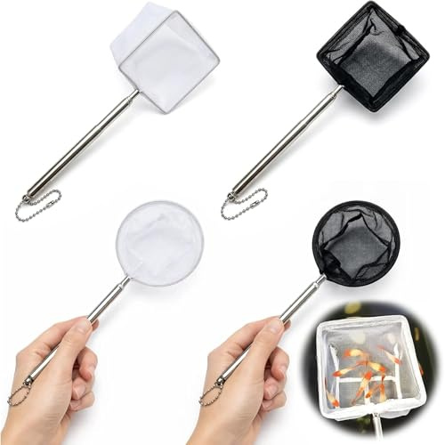 4 Pcs Aquarium Fish Nets, Tiny Fish Tank Net with Telescopic Handle