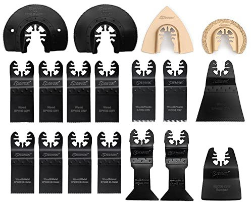 EZARC 18tlg Oszillierwerkzeug Zubehör Set Mix Multitool Sägeblätter Multifunktionswerkzeug für Multimaster, Bosch, Craftsman, Chicago Electric, Dremel und mehr