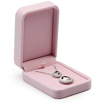 Oirlv Rosa Scatola per Collana Velluto,Scatola Ciondolo,Cofanetto per Collana Per San Valentino,Anniversario