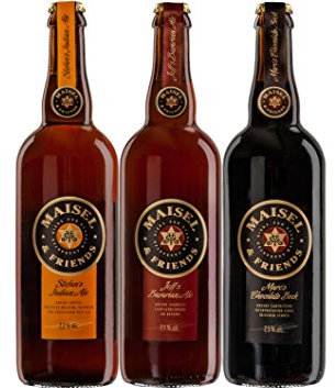 Craft Beer Paket Maisel & Friends Bier mit 3 großen Bierflaschen - Jeff's Bavarian Ale + Stefan's Indian Ale + Marc's Chocolate Bock - 3 x 75 cl Bierflaschen - Craft Beer aus Deutschland