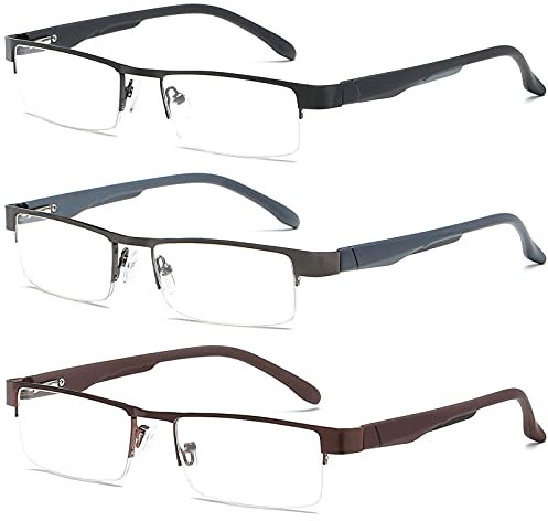 VEVESMUNDO Herren Lesebrillen Metall Schmal Halbrand Damen Lesehilfe Sehhilfen Brille +1.0,+1.5,+2.0,+2.5+,3.0,+3.5,+4.0