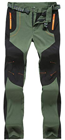 LaoZan Unisex Softshell Secado Rápido Pantalones de Montaña Senderismo Impermeables Outdoor Termico Elasticidad Pantalones (Ejercito Verde(Mujer),M)