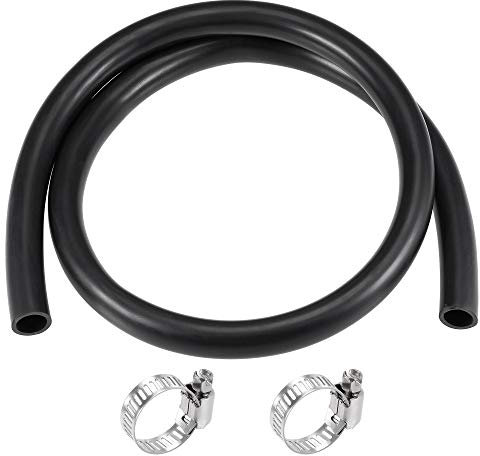 sourcing map Tubo per olio lubrificante 14 mm ID 18 mm OD 1,0 m Tubo per acqua in gomma nero, 2 morsetti