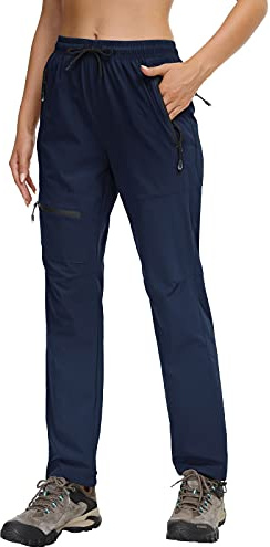 Butrends Wanderhose Damen schnelltrocknend Outdoorhose atmungsaktiv Anti-UV Cargohose Verschleißfest Trekkinghose Funktionshose Ultraleichter Jogginghose mit Reißverschlusstaschen Dunkelblau, L