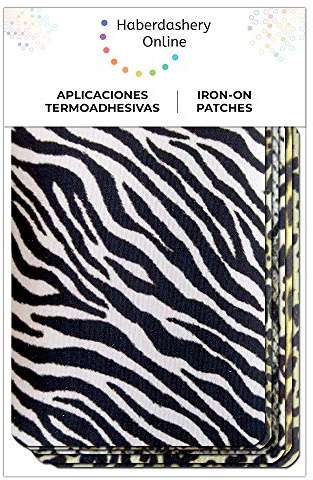 Iron-On Patches, Rectangular, Ideal for Repairing or Decorating Clothes, Cut-to-Size, Easy to Apply. Size: 8.7 x 10 cm (Animal Print, 12 Patchs)