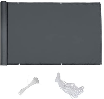 Blickdichte Balkonumspannungen, Windschutz Sichtblende, 100% Privatsphäre, mit Kabelbinder, für Balkongeländer Terrasse Garten - Anthrazit 50x700cm