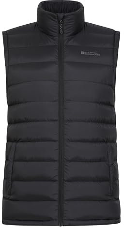 Mountain Warehouse Seasons Mens Padded Gilet - Water Resistant Gilet, Body Warmer, Lightweight Jacket, Easy to Store Coat - For Spring Summer Travelling, Walking Black M