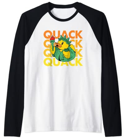 QUACK NYC New York City Rubber Duck Statue of Liberty Raglan Baseball Tee