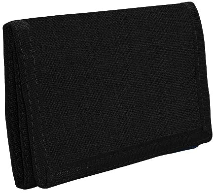 Stoff Geldbörse Kinder Portemonnaie Geldbeutel Klettbörse, Farbe:Schwarz