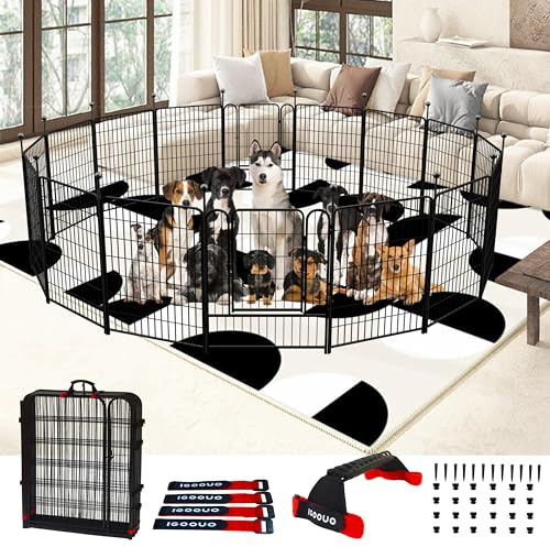 IGOOUO Dog Playpen Outdoor for Medium/Large Dogs 36'' High, Heavy Duty Dog Playpen with Rustproof and Sturdy Stakes, 3ft Dog Fence for RV Camping(12 Panels)