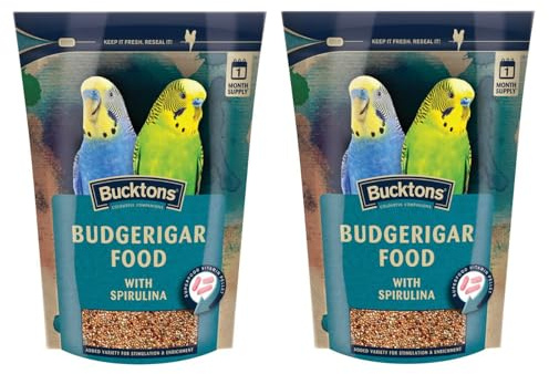 2 X 500G BUCKTONS MENU BUDGIE SEED FOOD DIET WITH SPIRULINA VITAMINS & MINERAL