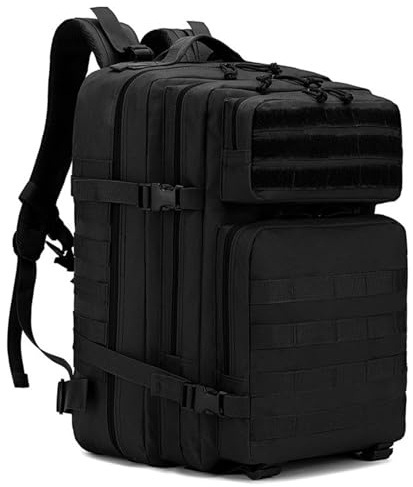 CINGHI LUSSO Mochila Militar 45L Mochila Tactica Mochila Hombre Mochila Viaje Mochilas Escolares Deporte Hombre Senderismo Supervivencia（Negro）