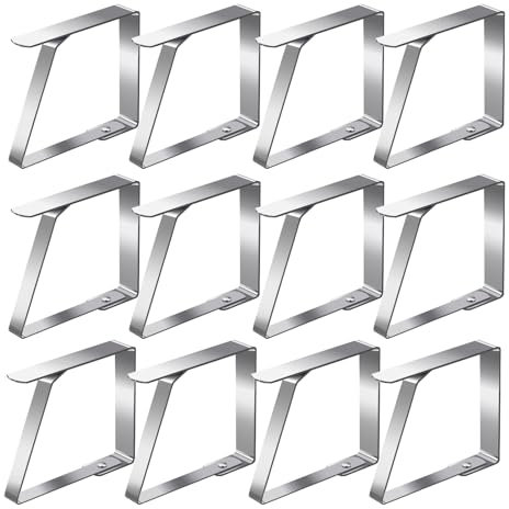 LMOMSS 12 mollette per tovaglia in acciaio inox, per esterni, grigliate, feste, per tavoli con spessore massimo di 5 cm