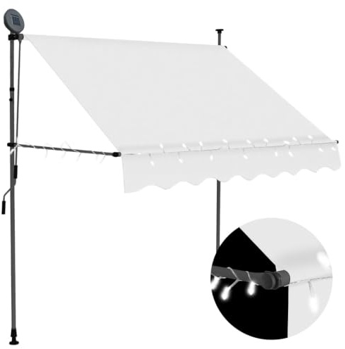 Willood Einziehbare Markise mit Handkurbel Balkon Balkon mit LED 100 cm Creme