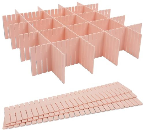 HOTUT Lot de 8 séparateurs de tiroir féminins roses réglables en plastique pour ranger les ustensiles de cuisine, les commodes, les chaussettes, le bureau, la chambre à coucher