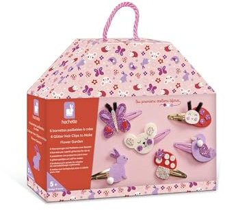 Janod - Coffret 6 Barrettes à Créer - Jardin Fleuri - Les Ateliers Bijoux - Kit Loisir Créatif Enfant - Apprentissage Motricité Fine et Créativité - Dès 5 Ans - J09179