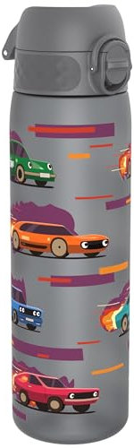 Ion8 Gourde, 500ml, Anti-Fuite, Facile à Ouvrir, Verrouillage Sécurisé, Lavable en Lave-vaisselle, Sans BPA, Poignée de Transport, S'adapte aux Porte-gobelets, Facile à Nettoyer, Voitures de Sport