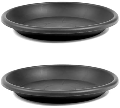 HAC24 2X Blumentopf Untersetzer Anthrazit Rund Ø 58 cm Pflanztopf Blumenkübel Schale Kunststoff Pflanzkasten Pflanzschale