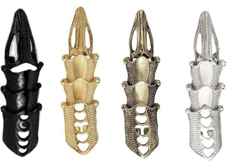 Prosy Anillo gótico de 4 piezas para nudillos, armadura, articulado, articulado, abierto, anillos flexibles para mujeres y hombres, Metal, Sin piedras preciosas