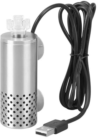 BDKMMS Aquarium Surface Skimmer, Electric Stainless Steel Fish Tank Oil Remover with 2 Powerful Suction Cups, Planted Aquarium Filter for Freshwater/Saltwater Tank Maintenance