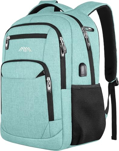 Mochila para hombre, mochila escolar para niños y adolescentes, mochila para ordenador portátil, mochila escolar, mochila de día para trabajo, senderismo, viajes, camping, turquesa, 15.6