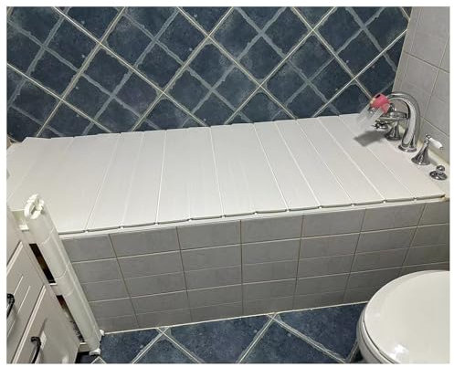Cubierta Aislante de PVC Blanca para bañera, repisa para bañera, Tapa de persiana Plegable multifunción, Bandeja para bañera de Varios tamaños (75 x 138 x 0,6 cm)