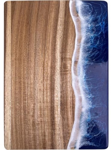 Ymxygz Tabla De Cortar De Madera Rectangular De Resina con Patrón De Ondas Oceánicas, Ideal para Regalar Verduras, Carne Y Frutas, O para Preparar Comidas En Cocina.