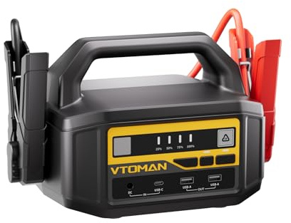 VTOMAN V-Truck 6000A - Kit di Avviamento d'Emergenza Portatile 12V/24V, 36400mAh Power Bank per Camion, Furgoni e Camper con Torcia LED e Ricarica Rapida 145W